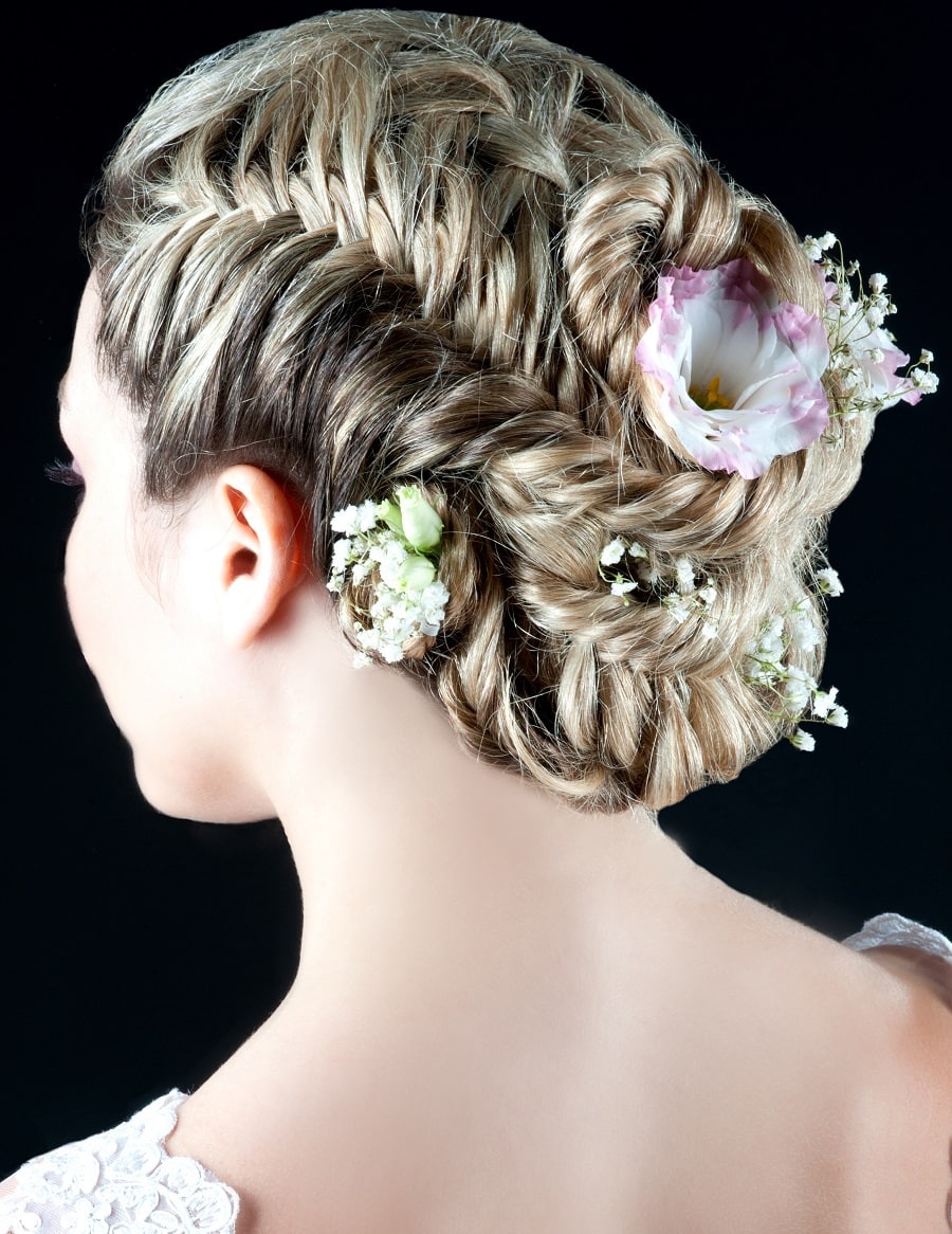 wedding updo with braids