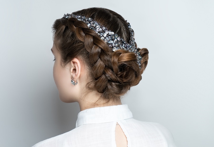 wedding updo with braids