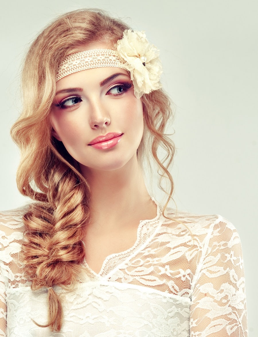 wedding hairstyle with fishtail braid