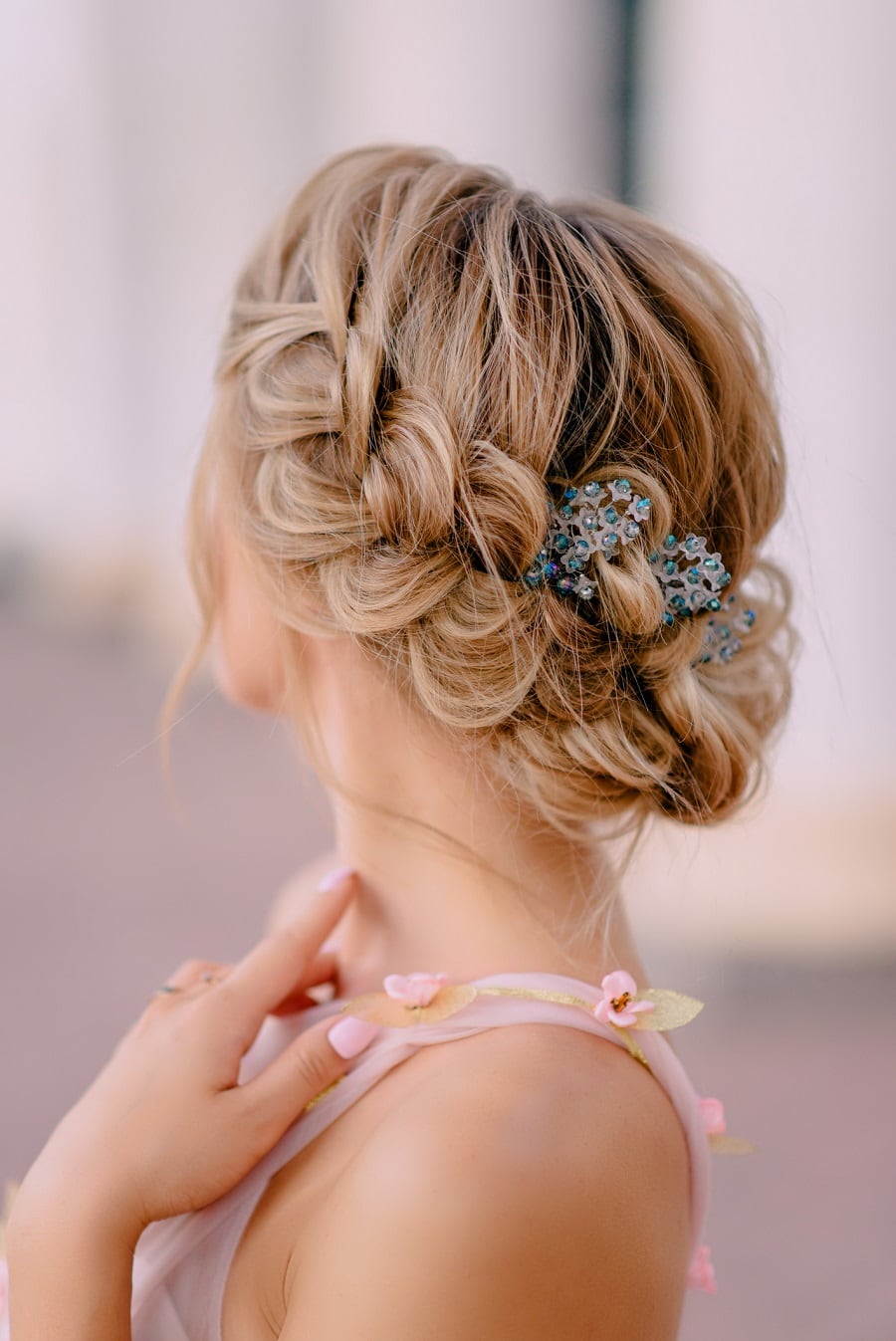 wedding blonde updo with braids