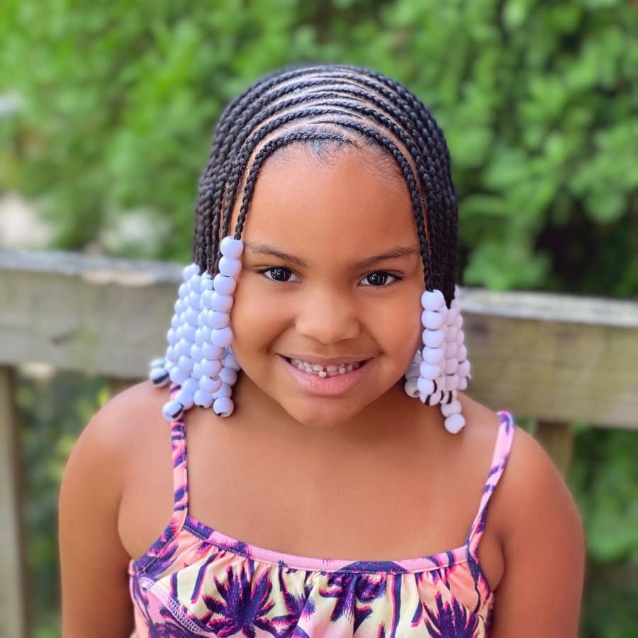 kids braided hairstyle with beads