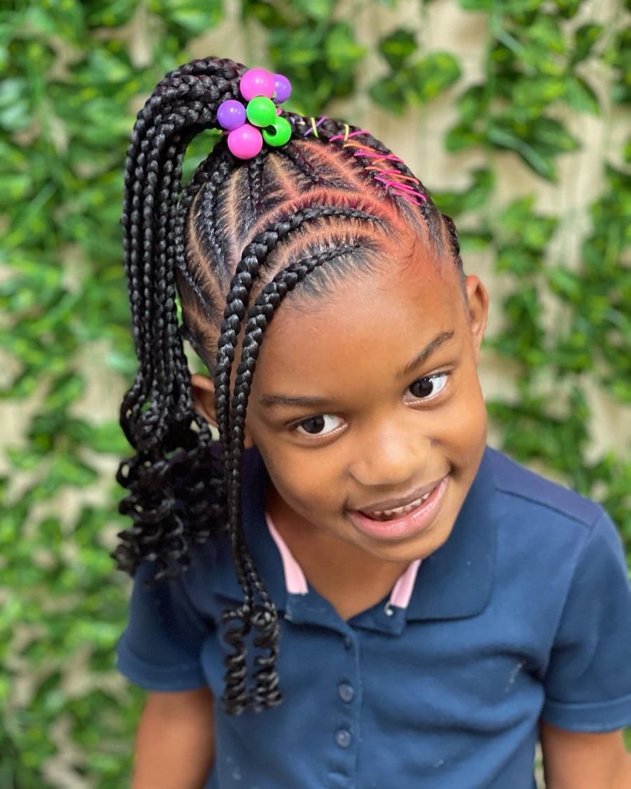 kids braided ponytail with beads