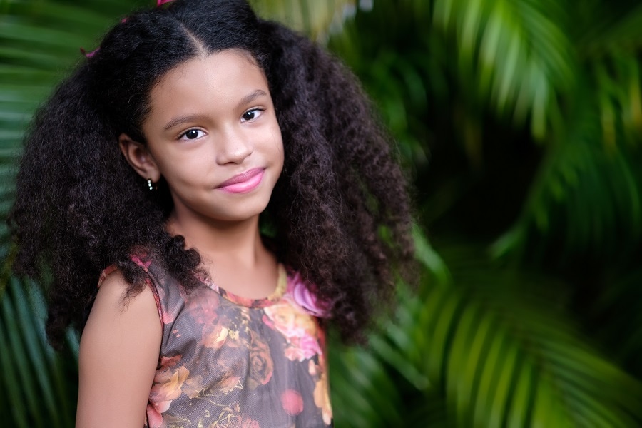 black kid with curly afro hair