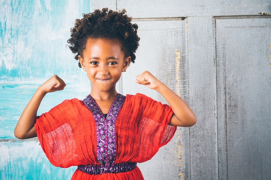 black kid with short curly hair