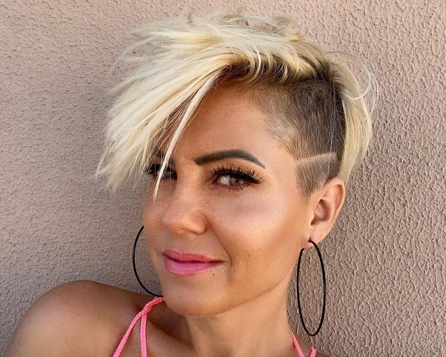 blonde edgy pixie cut with undercut