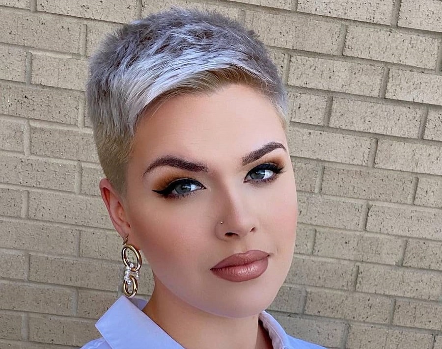 short gray edgy pixie hairstyle