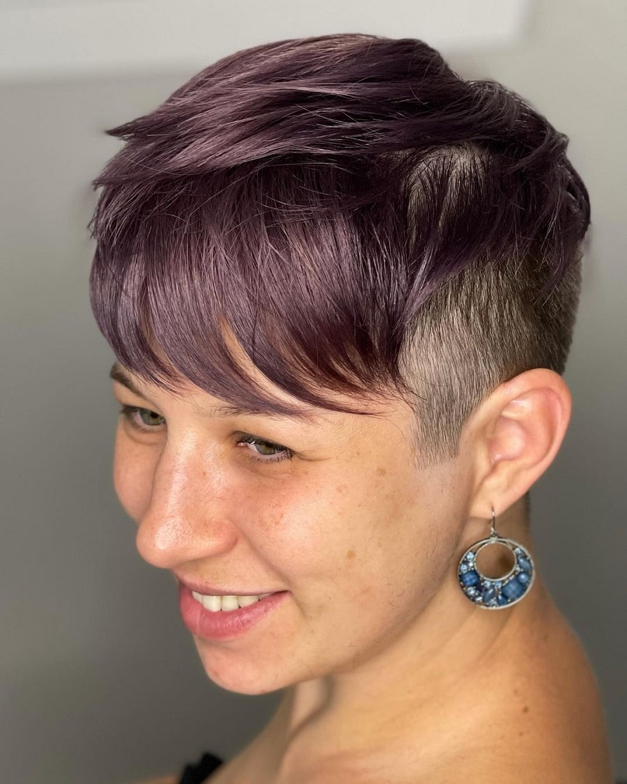 dark purple edgy pixie cut