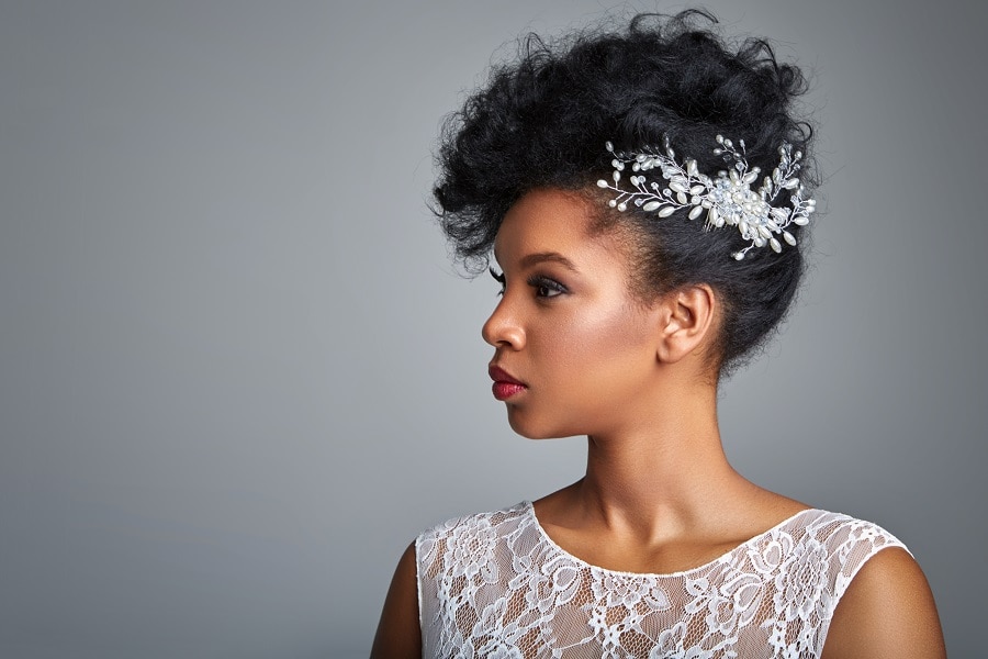 black woman with wedding updo