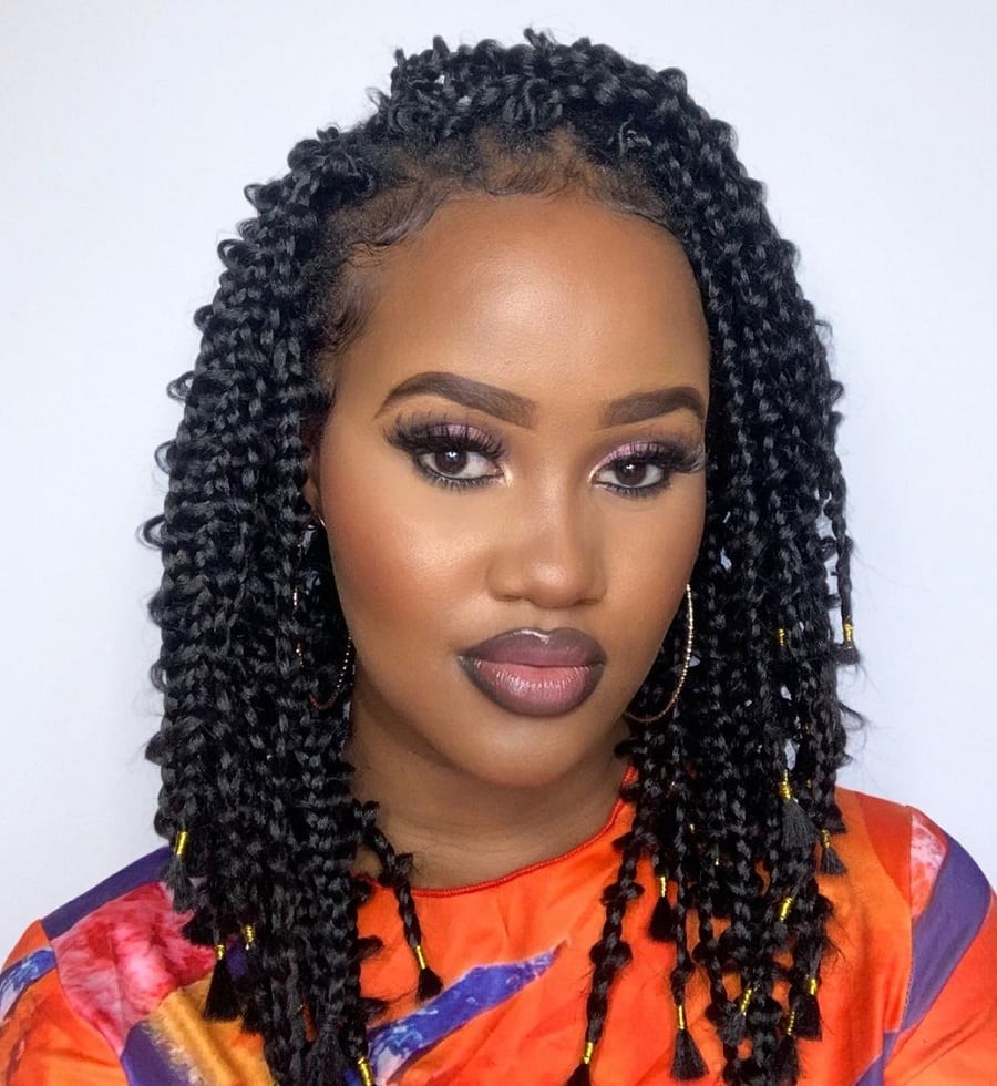Brazilian wool hairstyle with butterfly braids locs