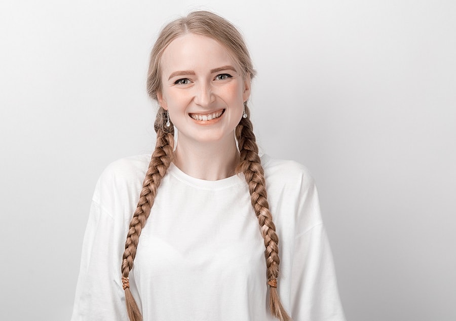 blonde braided pigtails