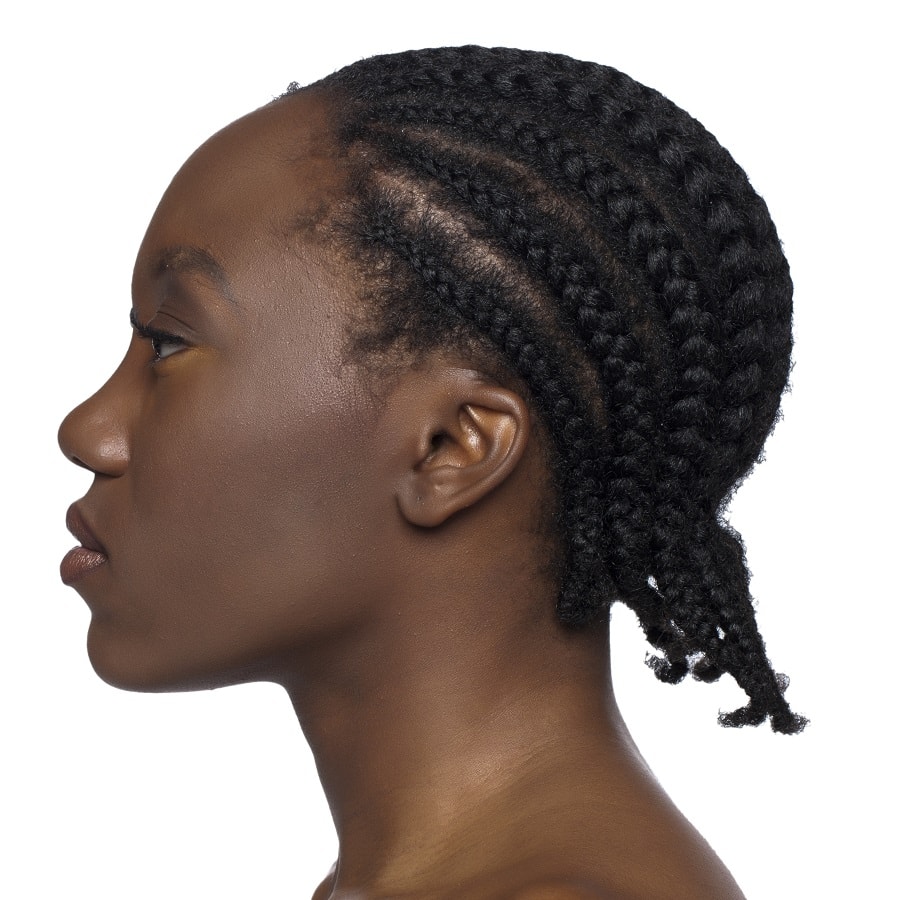 cornrow with medium curly hair