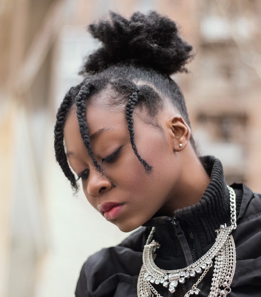 black woman with short braid hairstyles