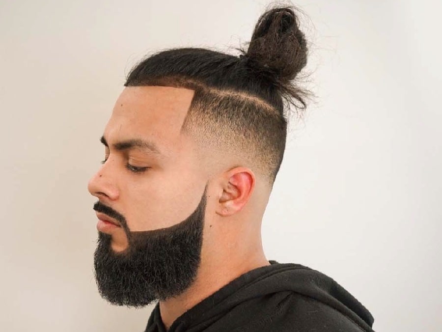 man bun with high fade