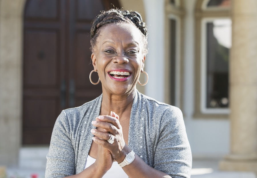 black woman over 50 with thick hairstyle