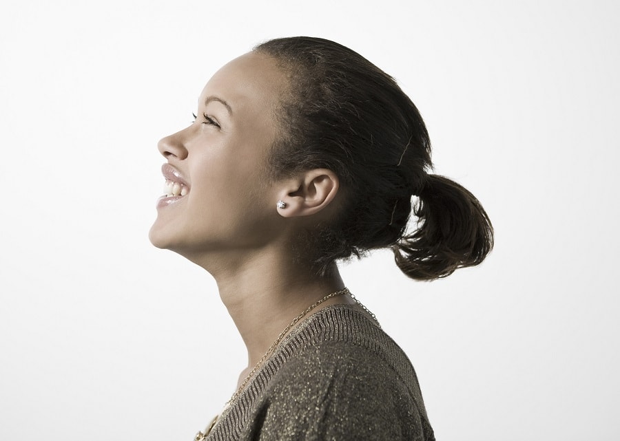 sleek short hair ponytail