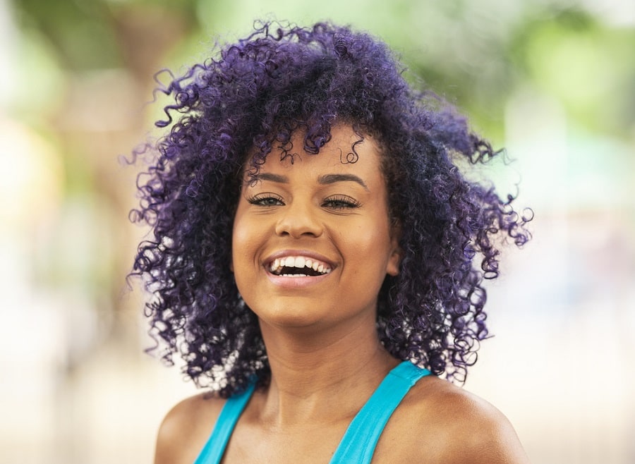 dyed medium length curly hair