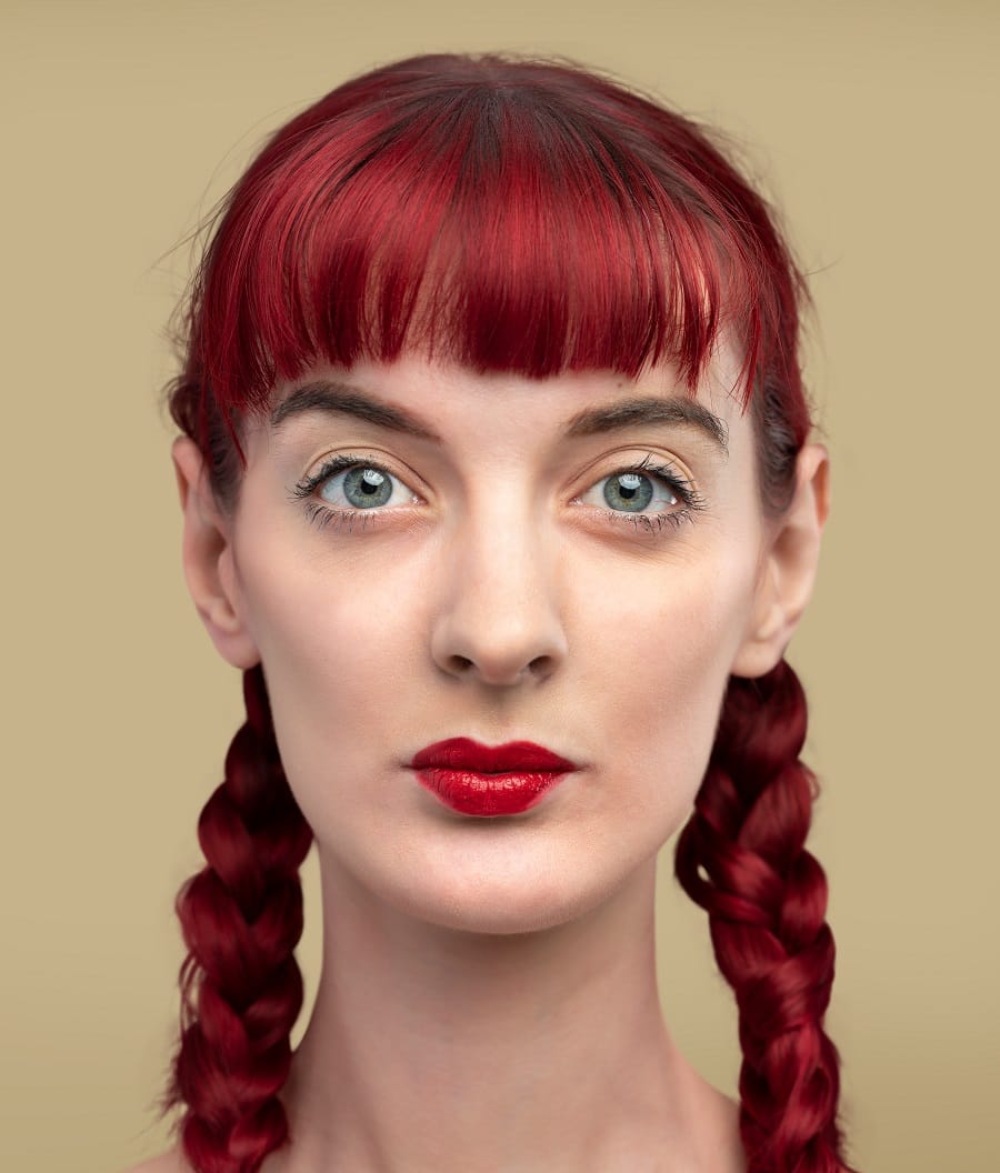 braid with bangs for red hair
