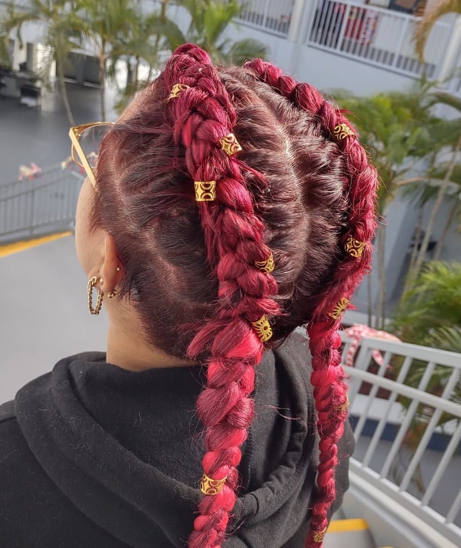 red dutch braids