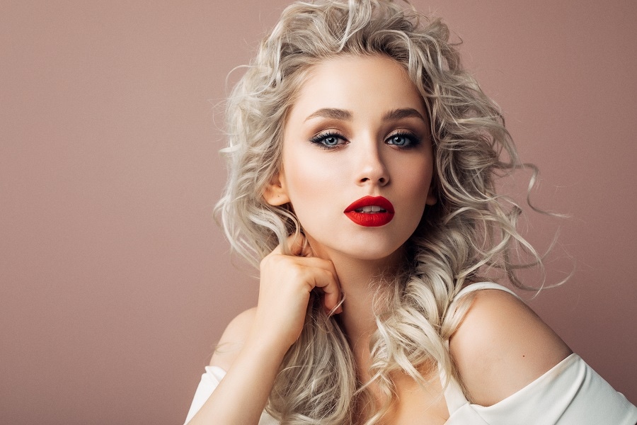 silver blonde curly hair