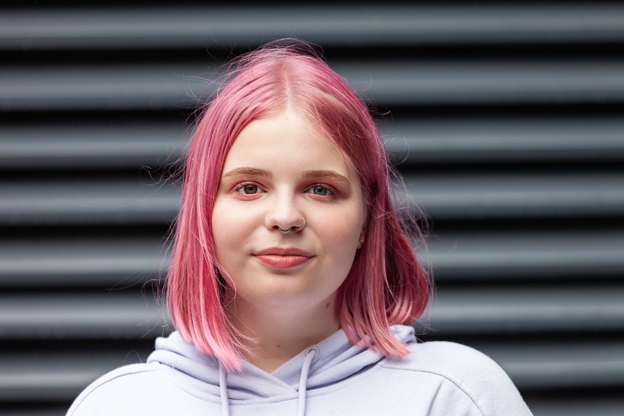 pink bob for round face