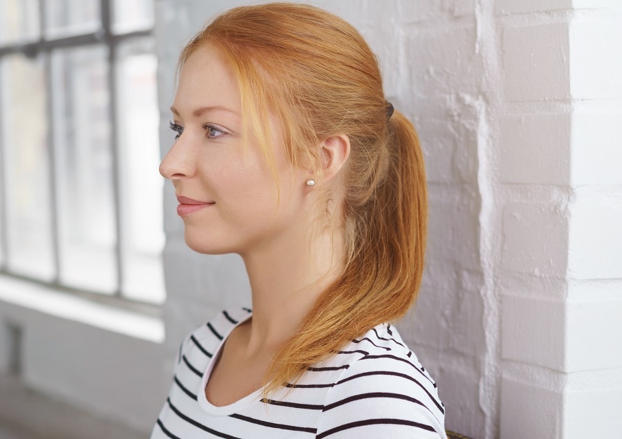 ponytail with light ginger hair