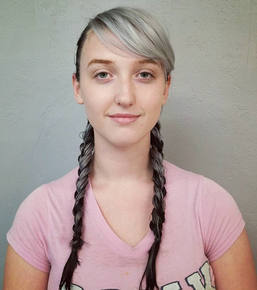 thin braids with side bangs