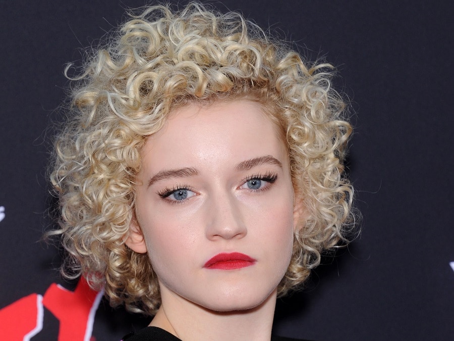 Blonde Actress Julia Garner with Curly Bob