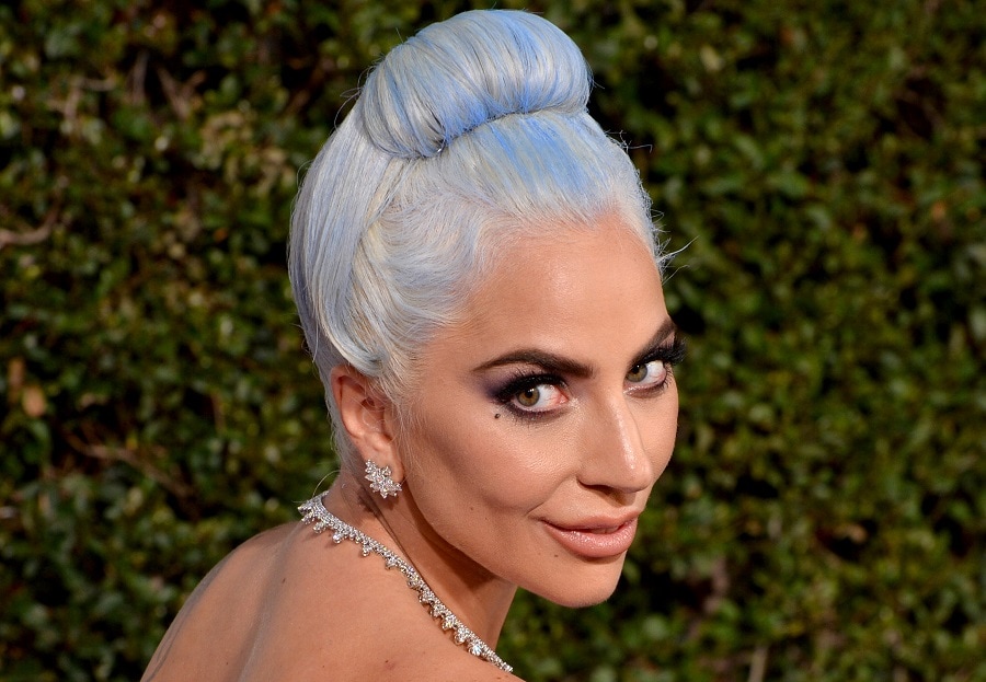 Lady Gaga with Silver Blonde Updo