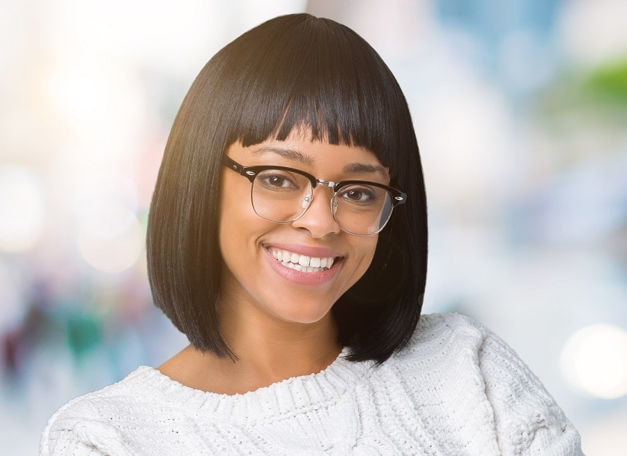 black bob with bangs