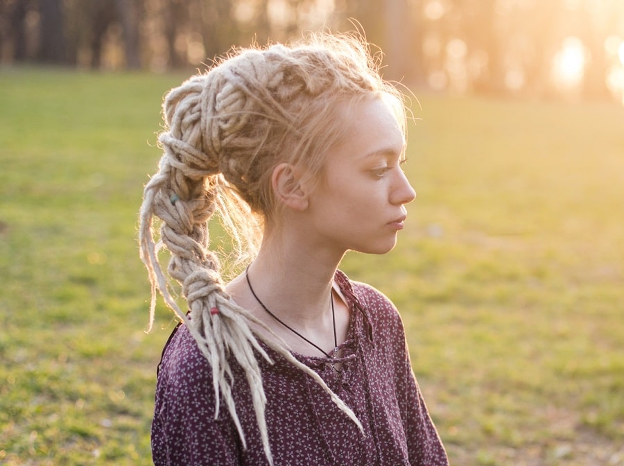 blonde dreads ponytail