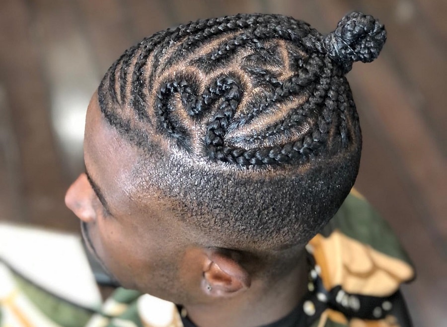 man bun braids with high fade