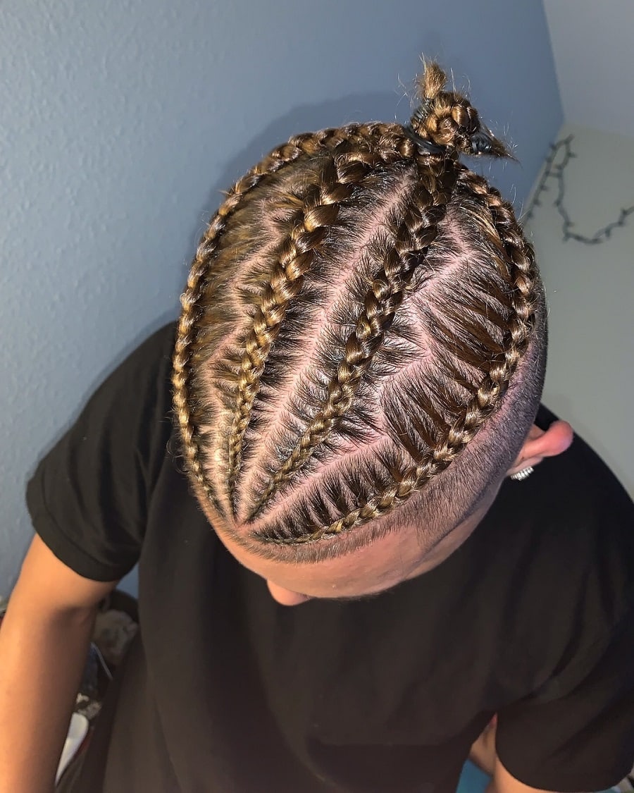 man bun braids for brown hair