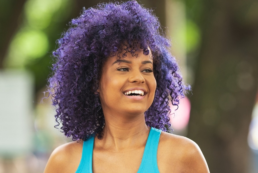 curly dark purple hair for olive skin