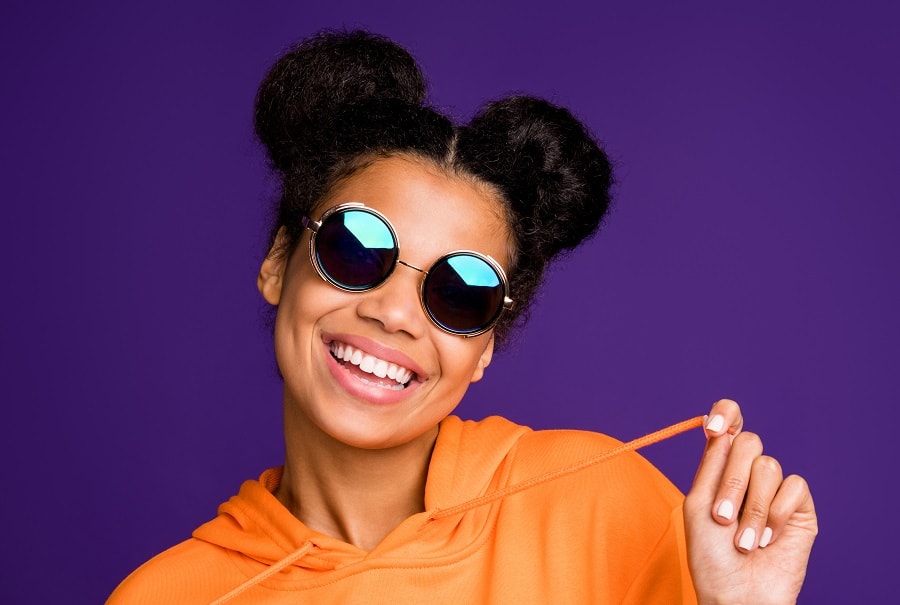 curly space buns for mixed girls