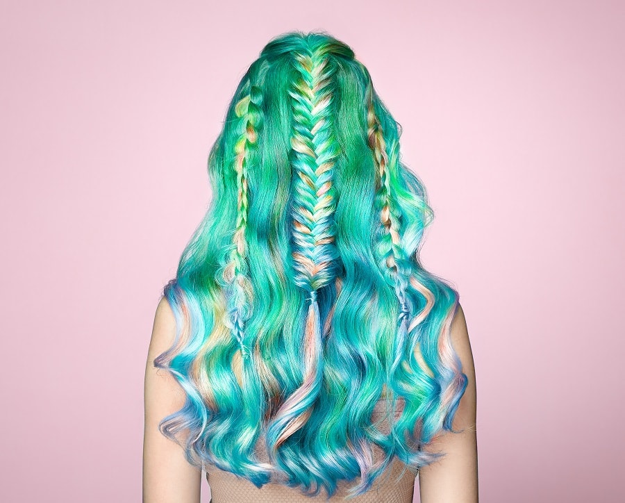 green hair braids