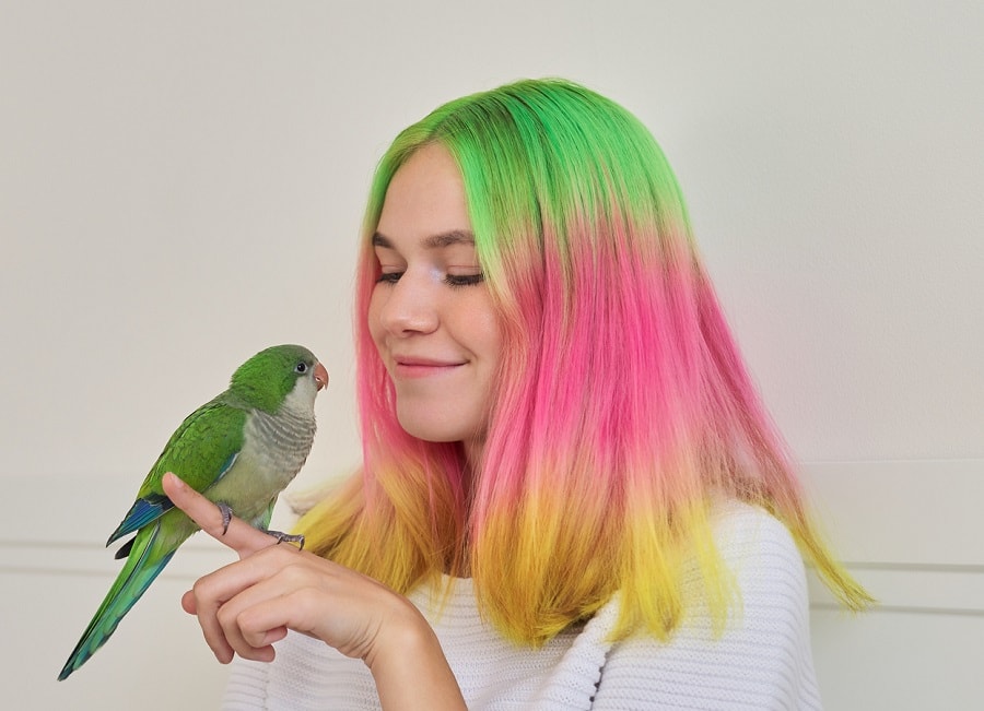 green, pink and yellow hair