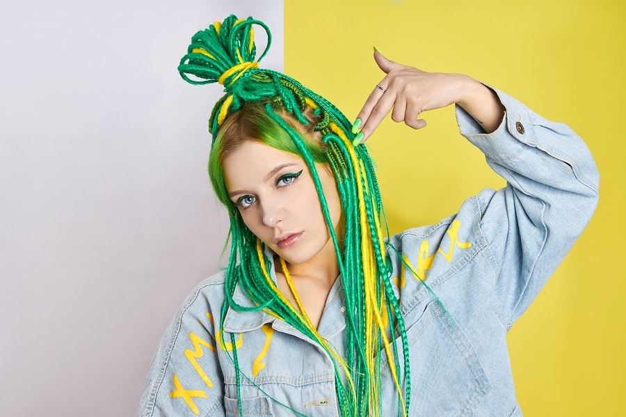 green hair extensions
