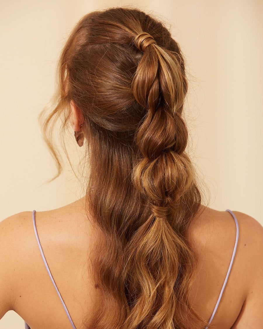 half up bubble ponytail