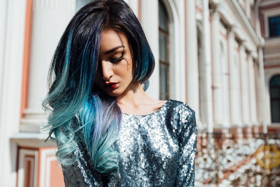 icy pastel blue ombre hair