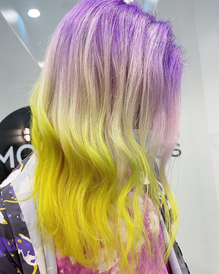 lavender to yellow ombre hair