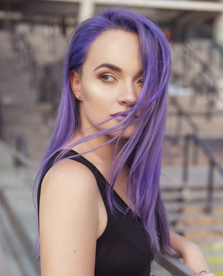 long purple hair for hazel eyes