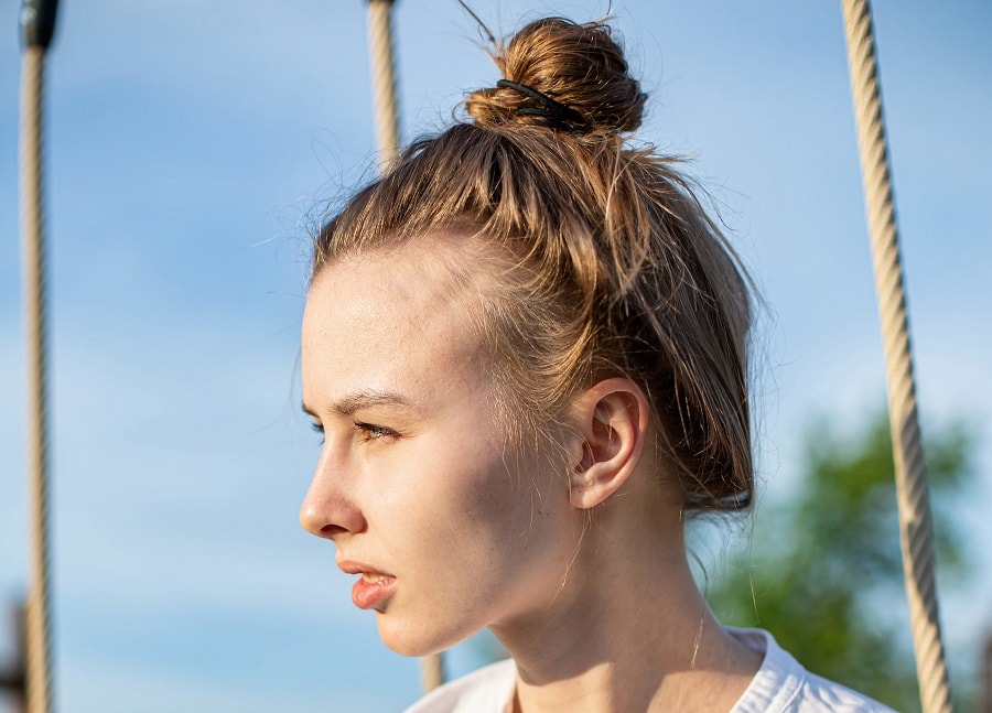 messy slicked back updo for short hair