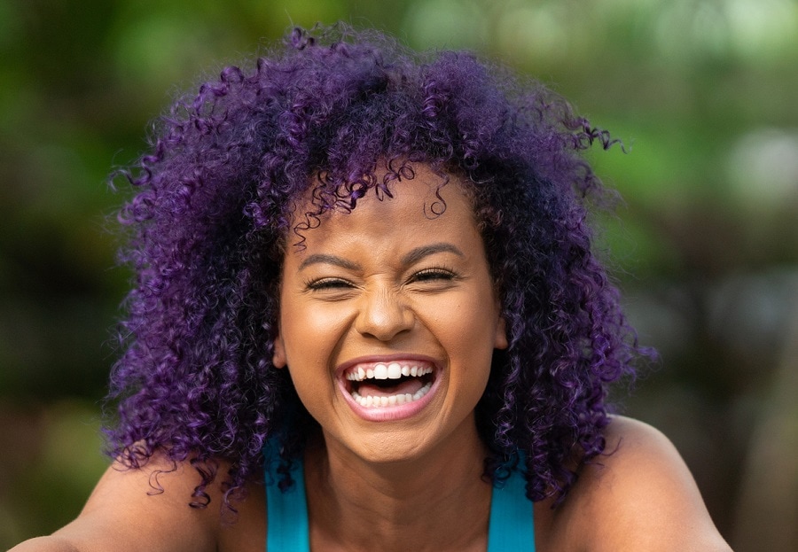 mixed girl with dark purple hair