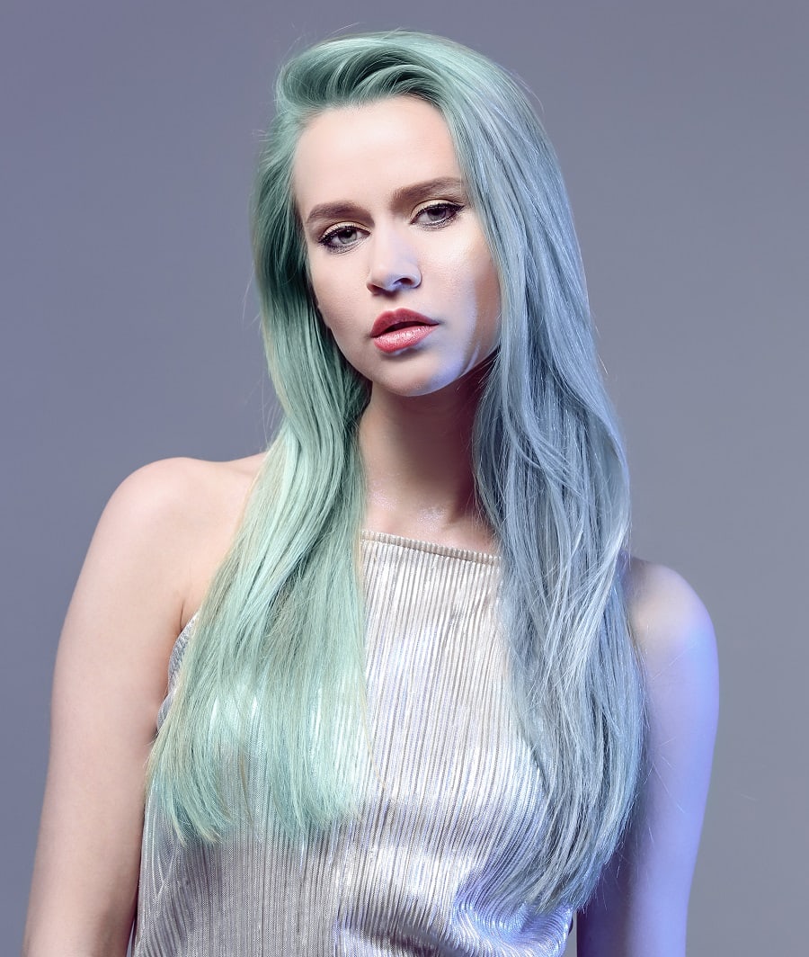 long pastel blue hair