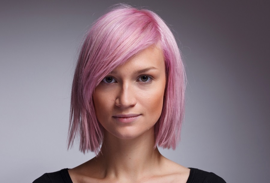 pastel pink bob for olive skin