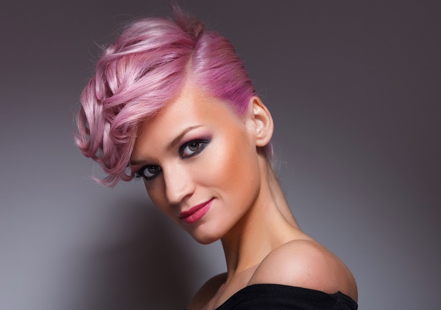 short pastel pink hair for tan skin