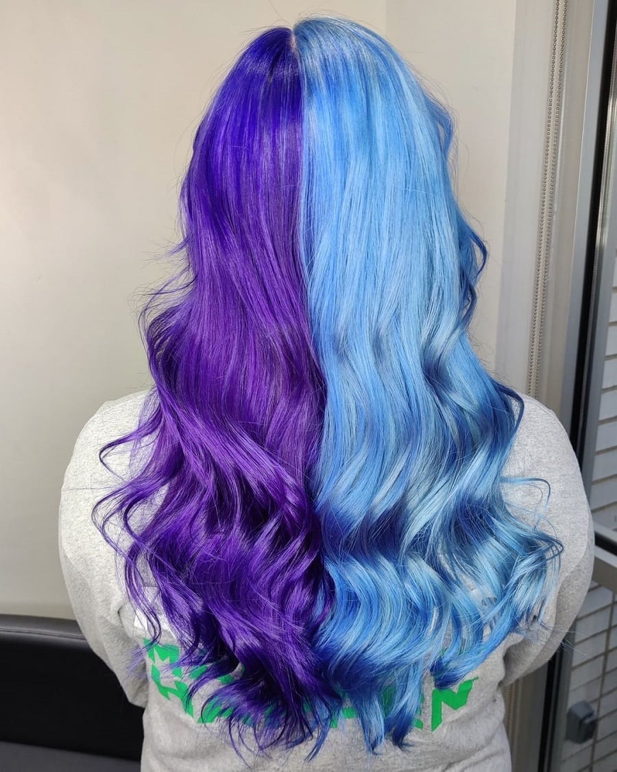 blue split hair color