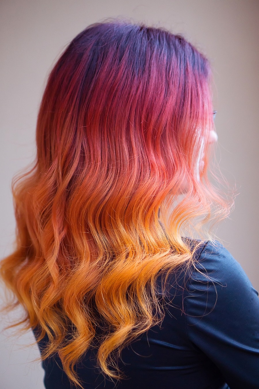 pink and orange two tone hair