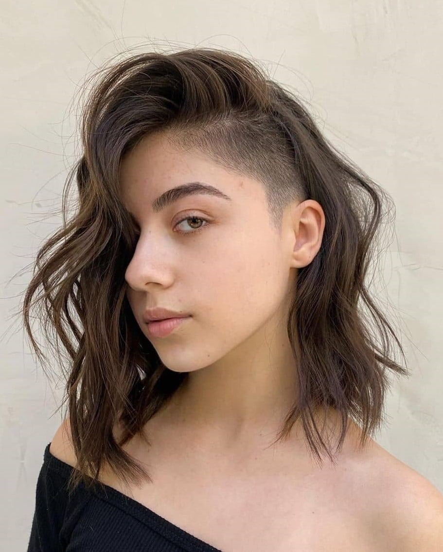 wavy undercut long bob