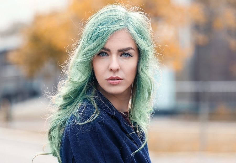 wavy pastel blue hair